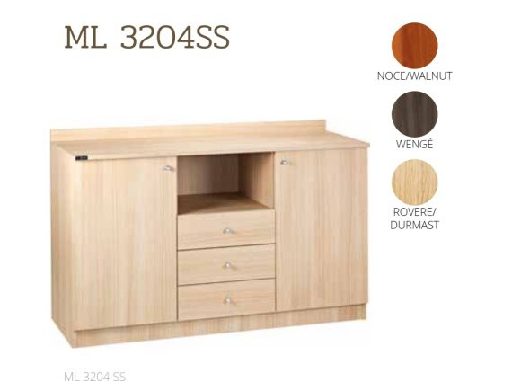 Mobile di servizio basso due ante 3 cassetti ML3204SS
